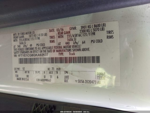 1FTYE1CG8GKA92637 Ford Transit-150
