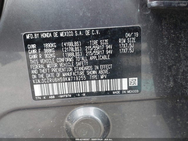 3CZRU6H59KM719255 Honda HR-V EX