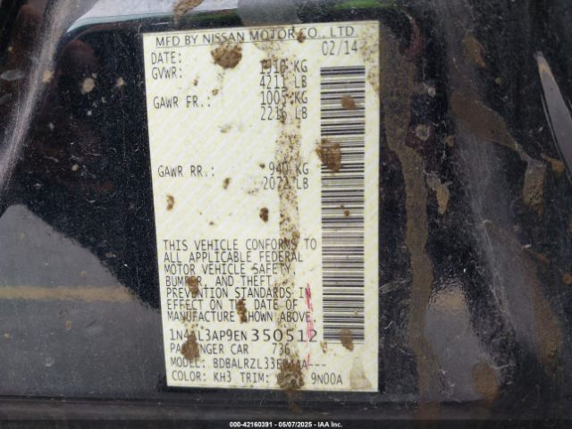 1N4AL3AP9EN350512 Nissan Altima 2.5/2.5 S/2.5 Sl/2.5 Sv
