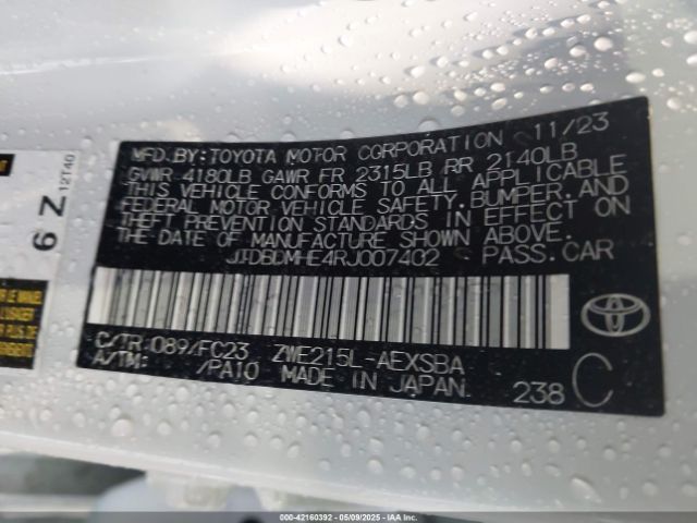 JTDBDMHE4RJ007402 Toyota Corolla Hybrid Se