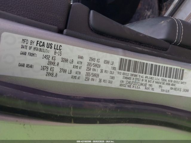 1C4RJFCG1FC104102 Jeep Grand Cherokee Overland