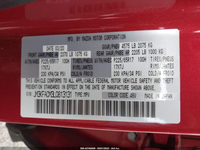 JM3KFACM3L0813131 Mazda Cx-5 Touring