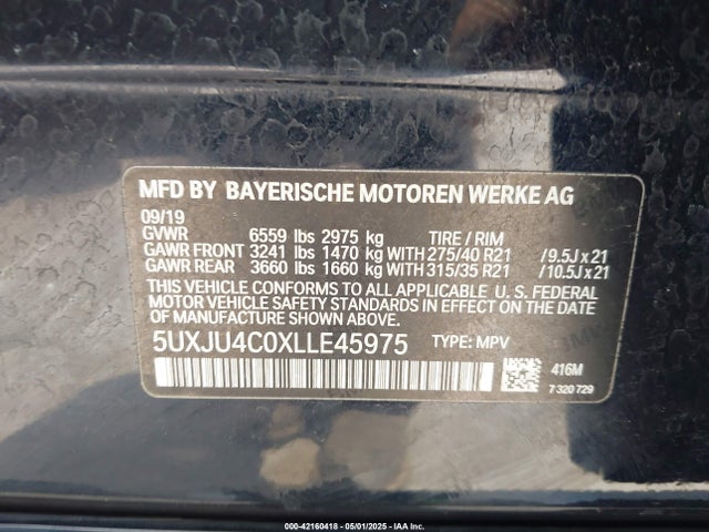 5UXJU4C0XLLE45975 BMW X5