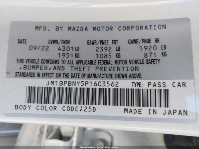 JM1BPBNY5P1603562 Mazda Mazda3 Hatchback 2.5 Turbo Premium Plus