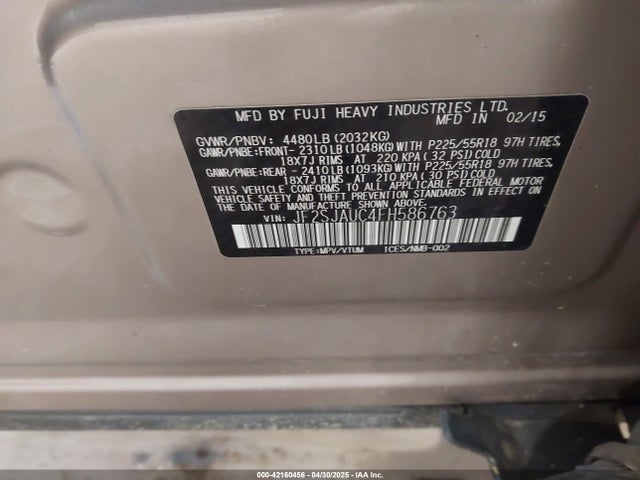 JF2SJAUC4FH586763 Subaru Forester 2.5i Touring