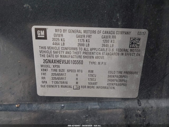 2GNAXHEV9J6105560 Chevrolet EQUINOX LS