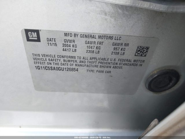 1G11C5SA0GU126854 Chevrolet Malibu Limited Lt