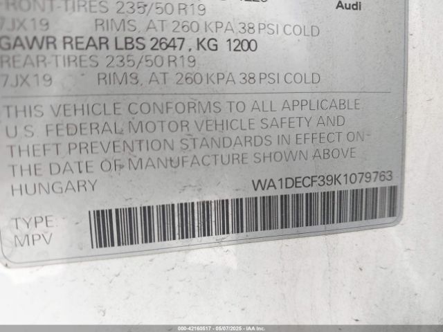 2019 AUDI Q3 WA1DECF39K1079763 Photo 8