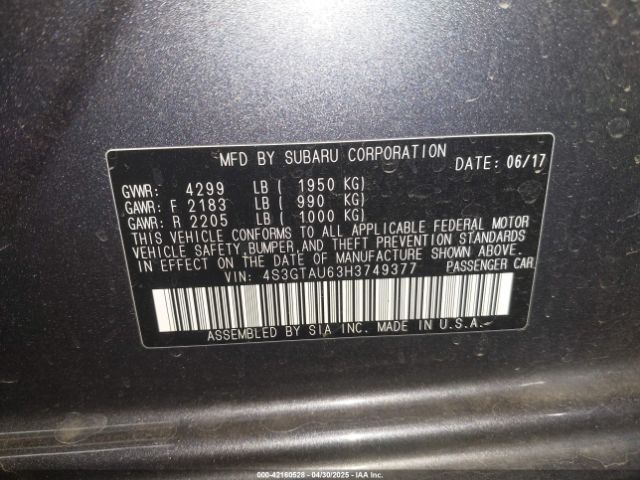 4S3GTAU63H3749377 Subaru Impreza 2.0i Limited