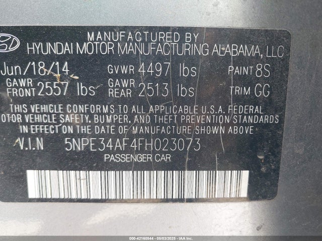 5NPE34AF4FH023073 Hyundai Sonata Sport