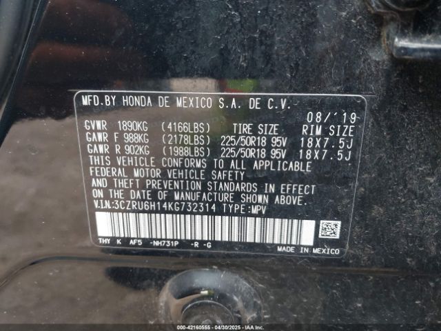 2019 HONDA HR-V 3CZRU6H14KG732314 Photo 8