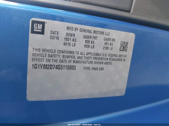 2016 CHEVROLET CORVETTE 1G1YM2D74G5116883 Photo 8