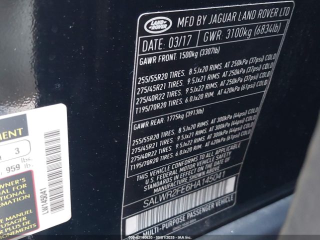 SALWR2FE6HA145041 Land Rover Range Rover Sport 5.0l V8 Supercharged/5.0l V8 Supercharged Dynamic