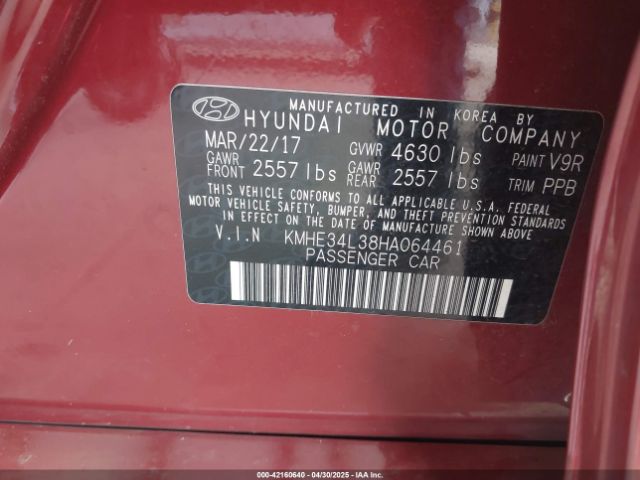 KMHE34L38HA064461 Hyundai Sonata Hybrid Limited