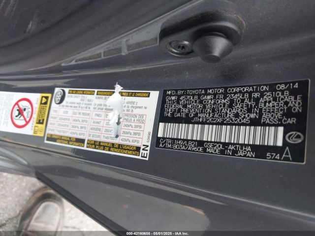 JTHFF2C2XF2532045 Lexus IS 250C