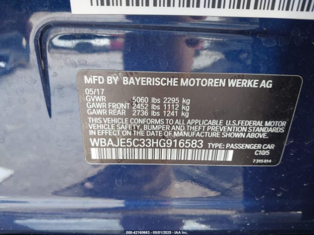 2017 BMW 540I WBAJE5C33HG916583 Photo 8