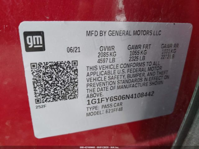 1G1FY6S06N4108442 Chevrolet Bolt Euv Fwd Lt