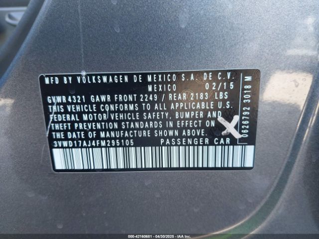 3VWD17AJ4FM295105 Volkswagen Jetta 1.8t Se