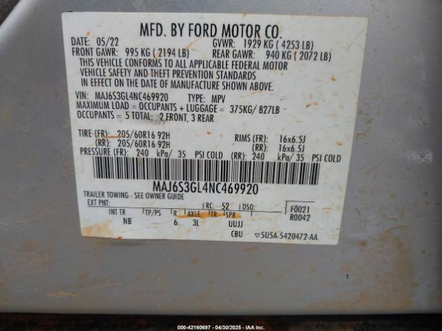 2022 FORD ECOSPORT MAJ6S3GL4NC469920 Photo 8