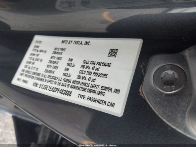 5YJ3E1EA3PF463686 Tesla Model 3 Rear-wheel Drive