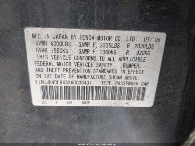 2006 ACURA TSX JH4CL968X6C033437 Photo 8