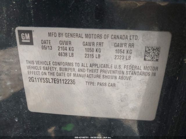 2G11Y5SL7E9112236 Chevrolet Impala 1ls