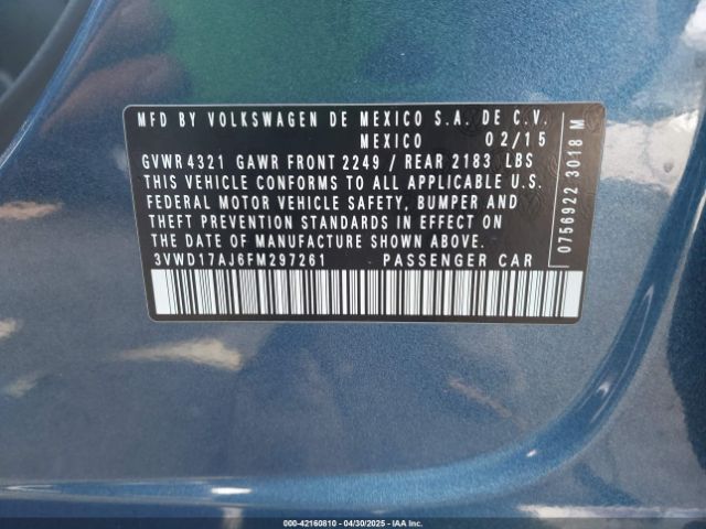 3VWD17AJ6FM297261 Volkswagen Jetta 1.8t Se