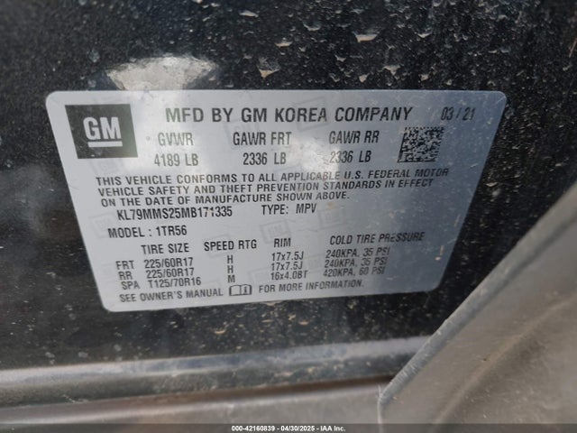 KL79MMS25MB171335 Chevrolet Trailblazer Fwd Ls