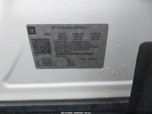 1GNERGKW2KJ279929 Chevrolet Traverse 1lt