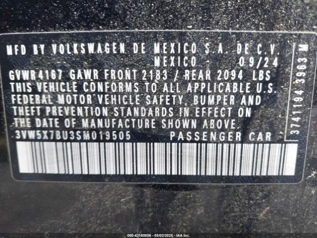 3VW5X7BU3SM019505 Volkswagen Jetta 1.5t S
