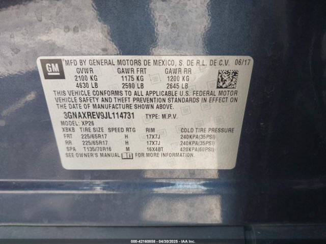 3GNAXREV9JL114731 Chevrolet EQUINOX LS