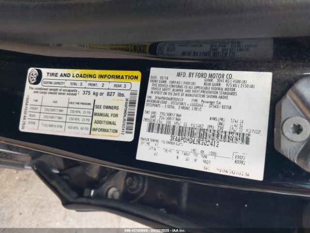 2018 FORD FUSION 3FA6P0HD6JR202412 Photo 8