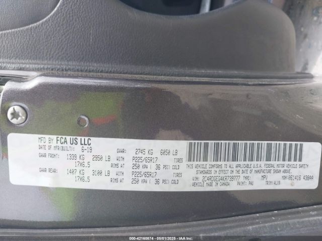 2C4RDGEG4KR739777 Dodge Grand Caravan Gt