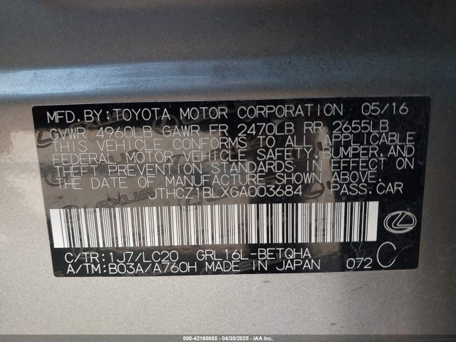 JTHCZ1BLXGA003684 Lexus 2gr-fks