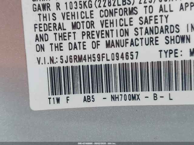 5J6RM4H59FL094657 Honda CR-V EX
