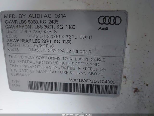 2014 AUDI Q5 WA1LFAFP2EA104300 Photo 8