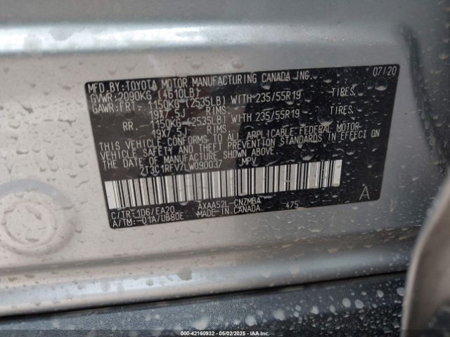 2T3C1RFV7LW090037 Toyota a25a-fks