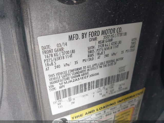 Ford Expedition 2014 1FMJK2A51EEF35056 Image 9