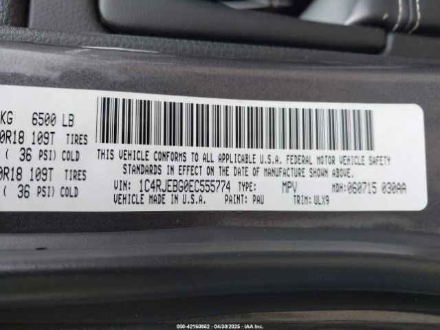 1C4RJEBG0EC555774 Jeep Grand Cherokee Limited