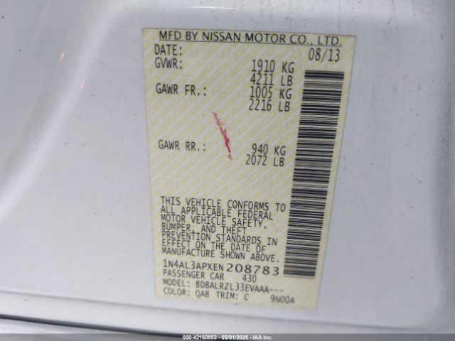 1N4AL3APXEN208783 Nissan Altima 2.5 S