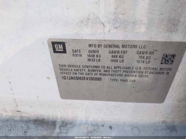 1G1JA6SH2E4186088 Chevrolet Sonic Ls Auto