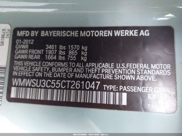 2012 MINI COOPER WMWSU3C55CT261047 Photo 8