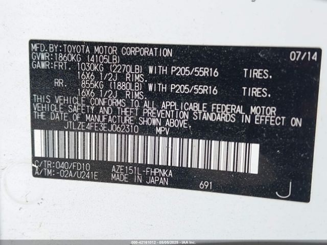 JTLZE4FE3EJ062310 Scion XB