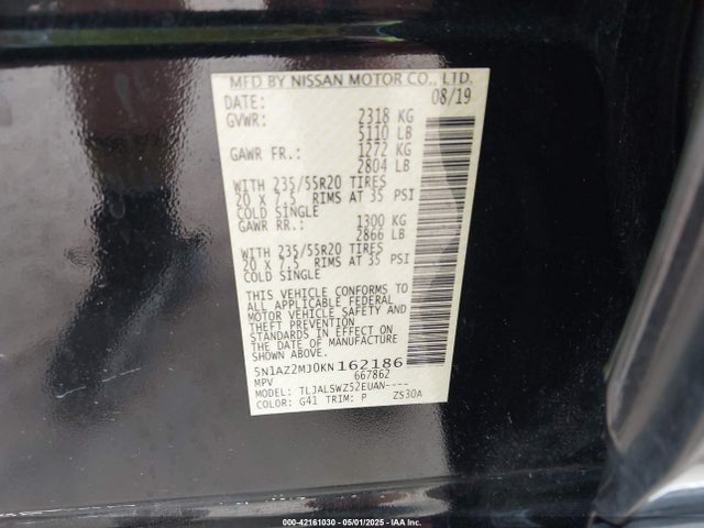 5N1AZ2MJ0KN162186 Nissan 2019