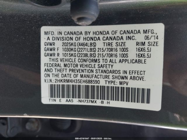2HKRM4H35EH688590 Honda CR-V LX