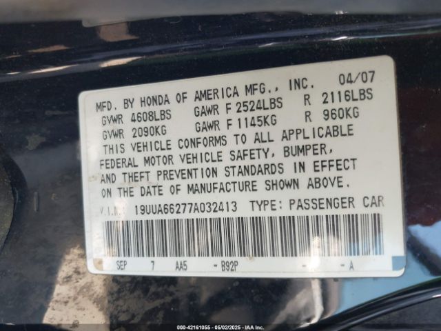 2007 ACURA TL 19UUA66277A032413 Photo 8