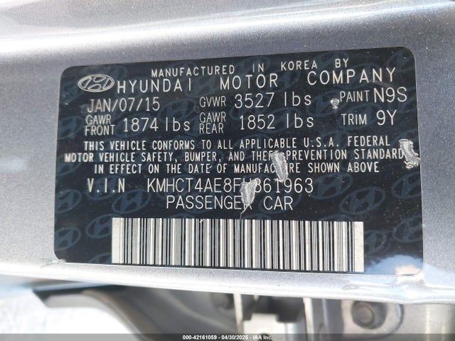 KMHCT4AE8FU861963 Hyundai ACCENT GLS