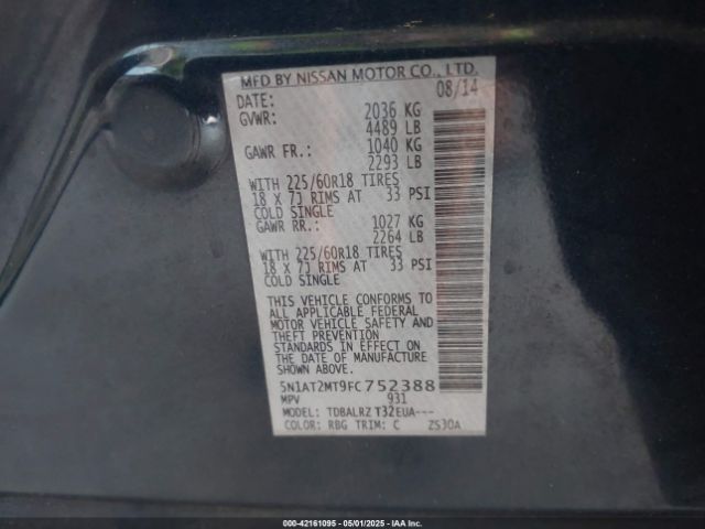 5N1AT2MT9FC752388 Nissan Rogue Sl