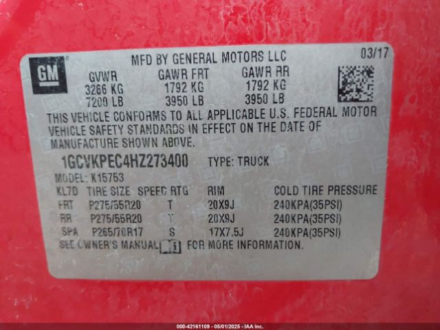1GCVKPEC4HZ273400 Chevrolet Silverado 1500 Custom