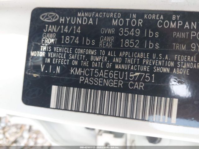 KMHCT5AE6EU157751 Hyundai ACCENT GS
